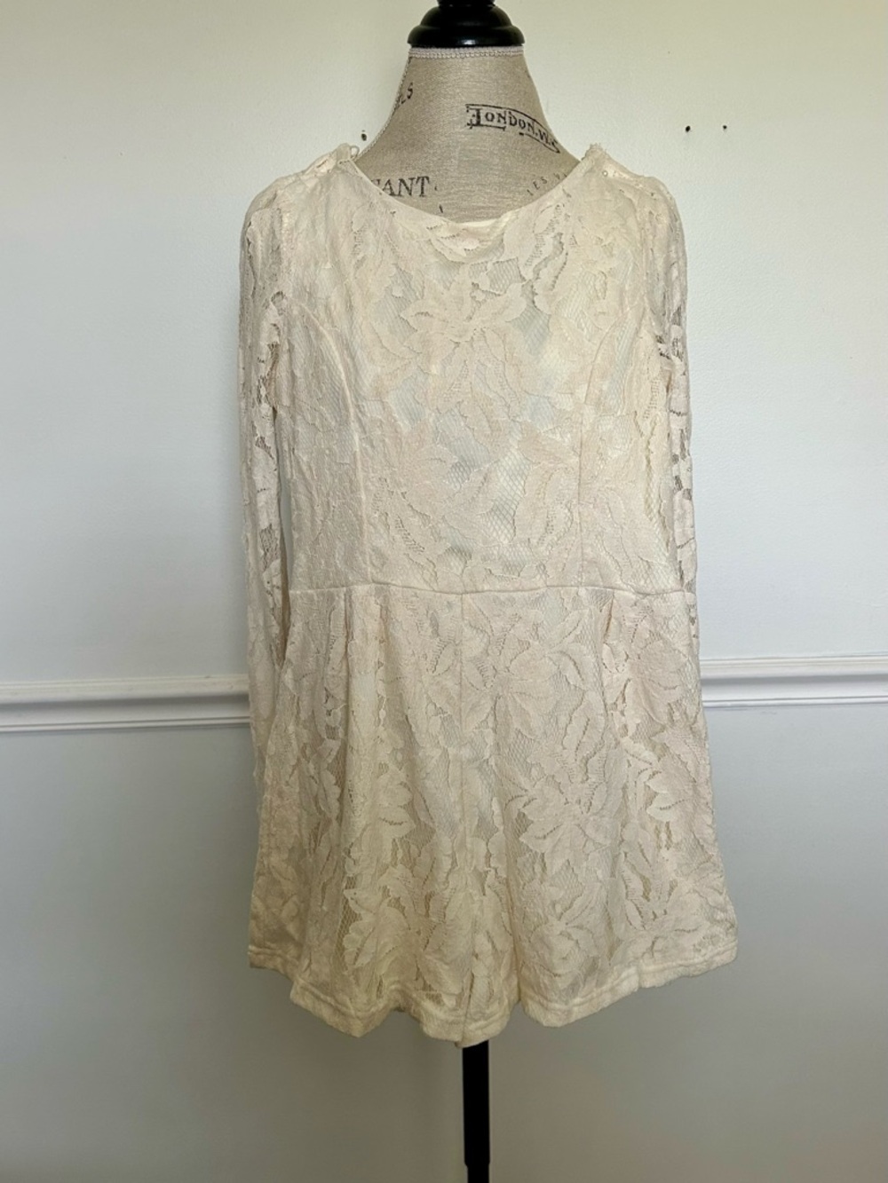 Cream Lace Long-Sleeve Romper